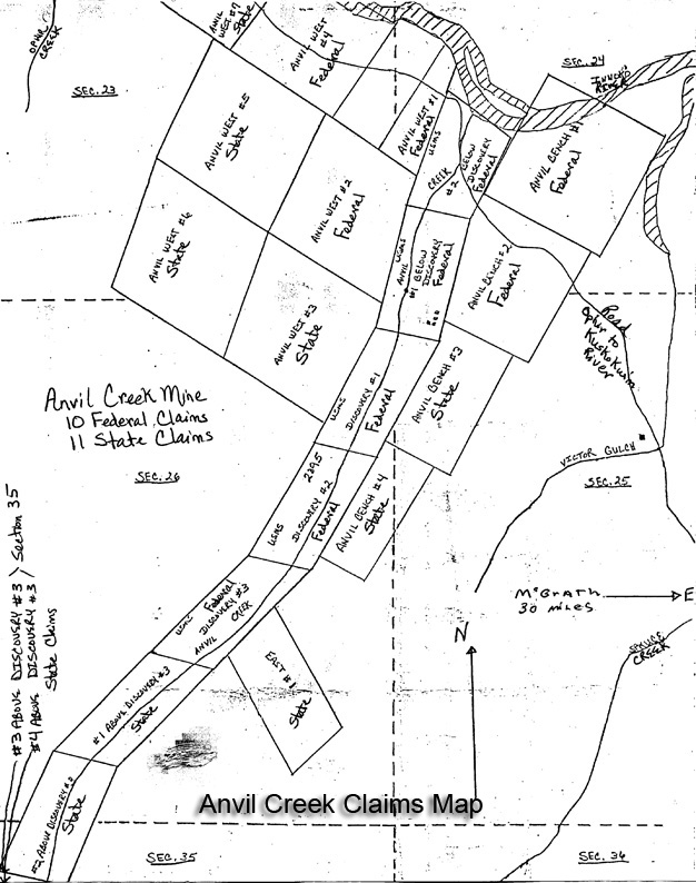 Anvil Creek mining claims map